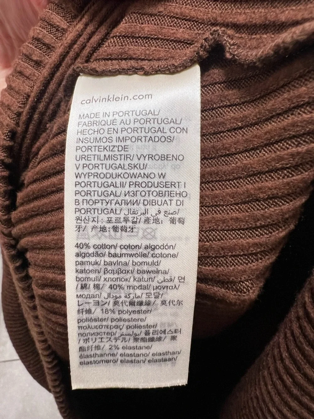 Calvin Klein Brown Ribbed Knit Maxi Dress